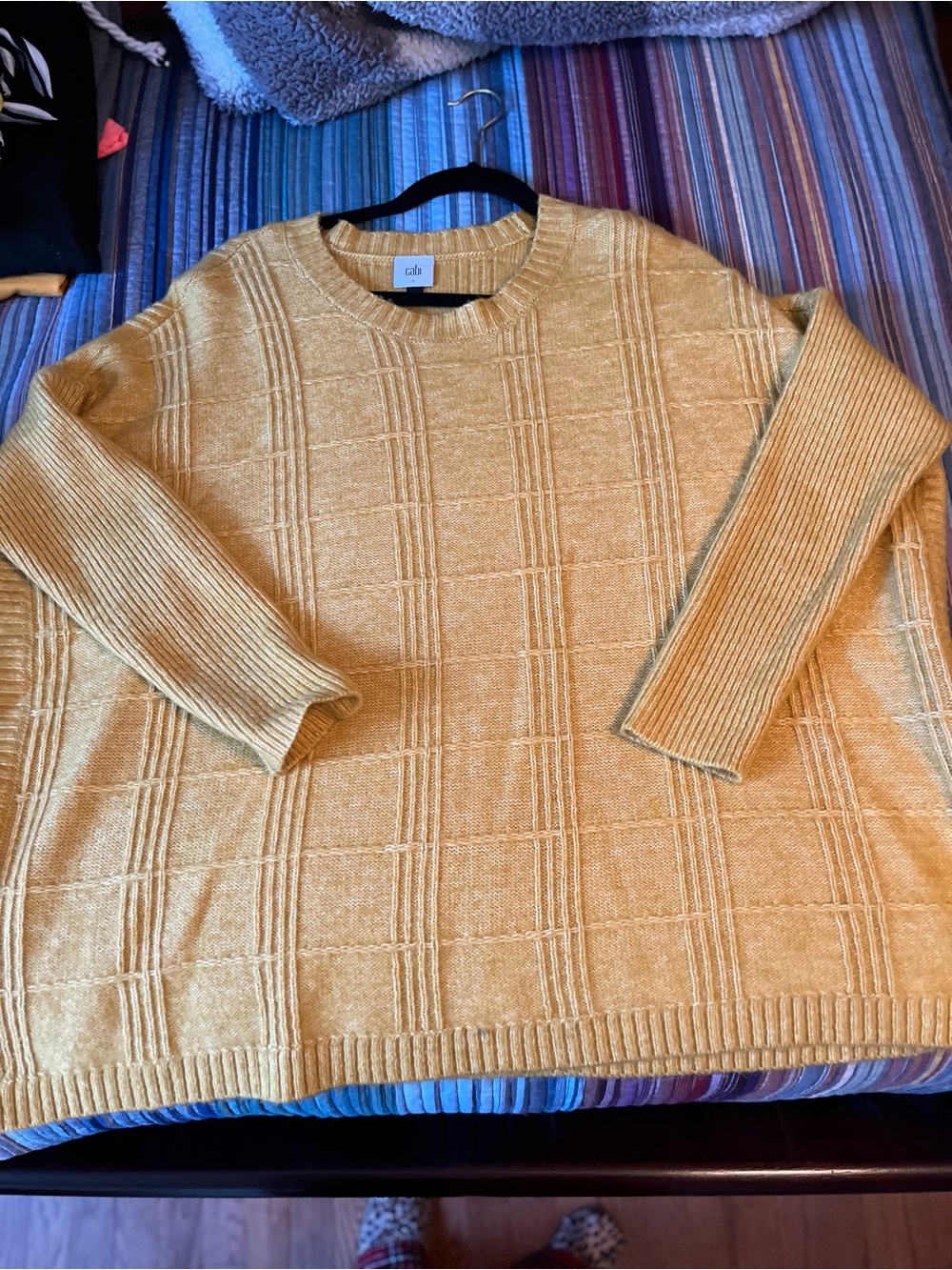 CAbi Golden Yellow Textured Crewneck Sweater